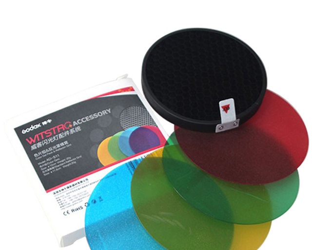 Godox Kit Gelatine AD-S11 con Parabola e Griglia a Nido d'ape D120 X AD-360