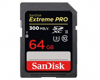 Sandisk SDXC Ext. Pro  64GB (U3, UHS II, C10 - 300MB/s lettura) -noleggio