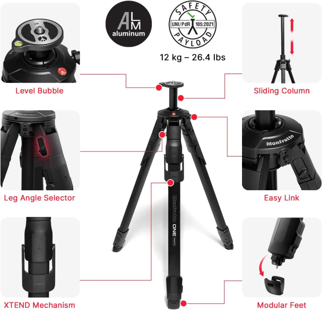 Manfrotto Manfrotto ONE Photo Al Tripod  - Aluminium