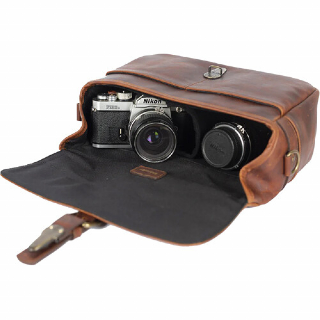 Bronkey Bronkey Paris Leather Camera Bag - Cognac, borsa piccola