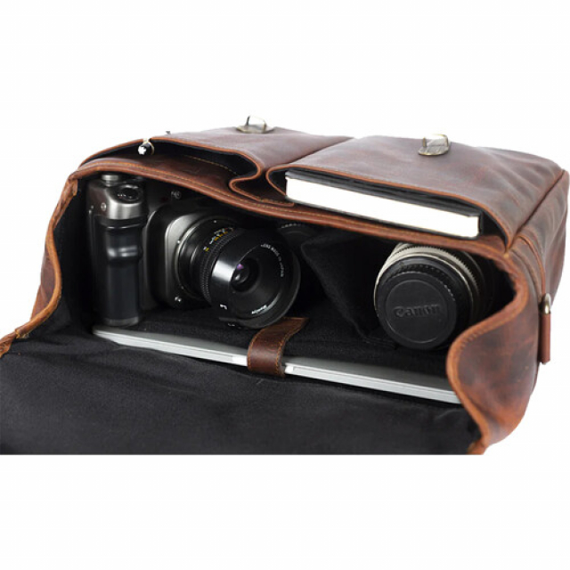 Bronkey Bronkey Roma Leather Camera Bag - Cognac, borsa messenger grande