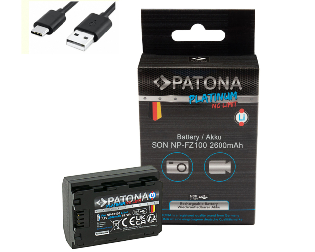 Patona Batteria Sony NP-FZ100 DI Patona Platinum 2600mAh USB-C