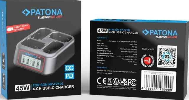 Patona PATONA Platinum USB-C PD QC 4-Port Fast Charger for Sony NP-FZ100
