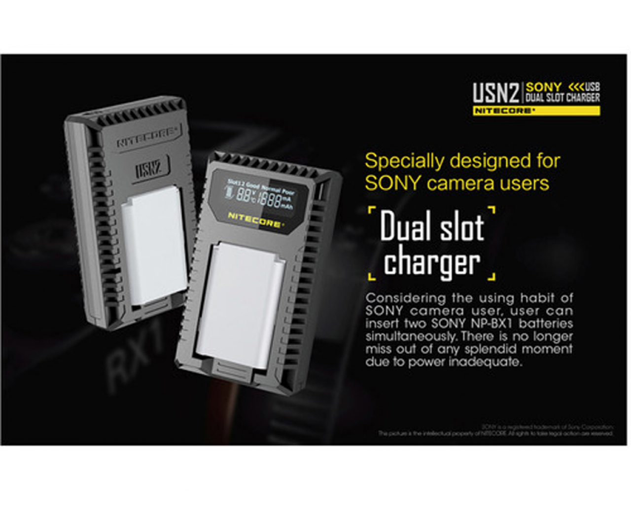 Nitecore Nitecore Caricabatteria USN2 x Sony NP-BX1
