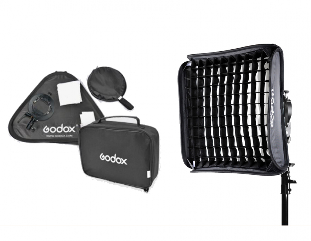 Godox Godox S2 - Staffa Speedlite con Soft Box 60x60 con griglia