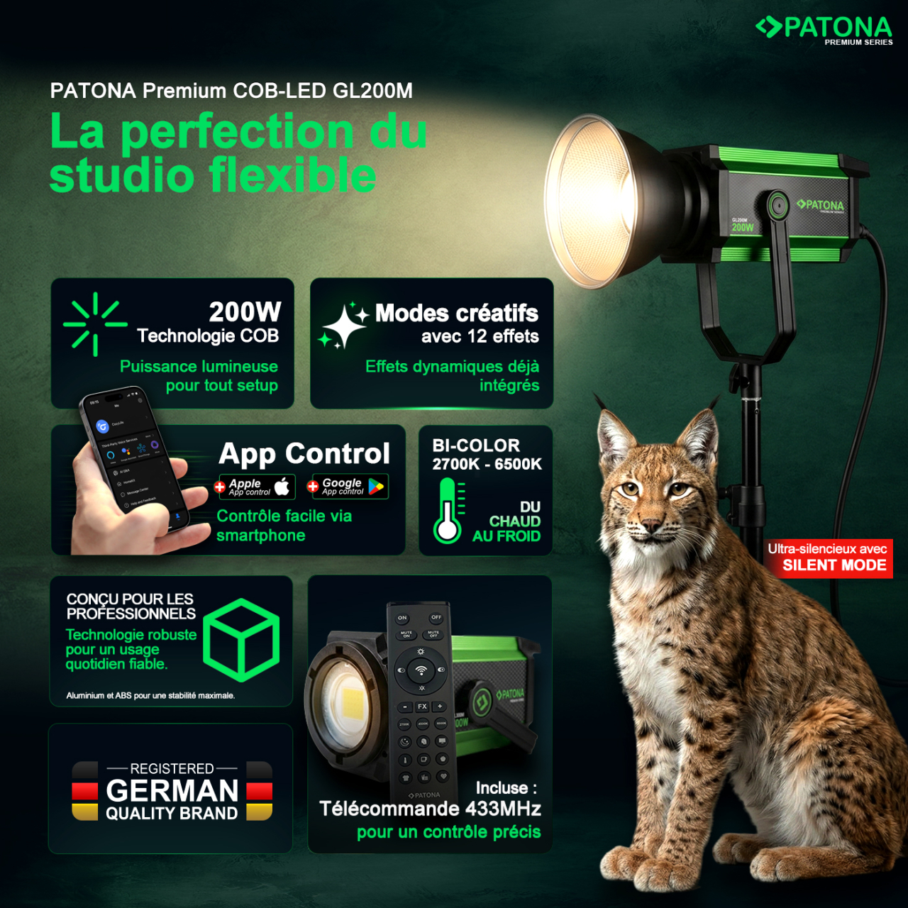 Patona Patona PREMIUM GL200M BI-COLOR COB LED STUDIO LIGHT 200W